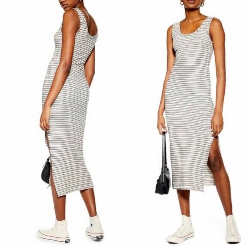 EUC Topshop Stripe Column Midi Tank Dress